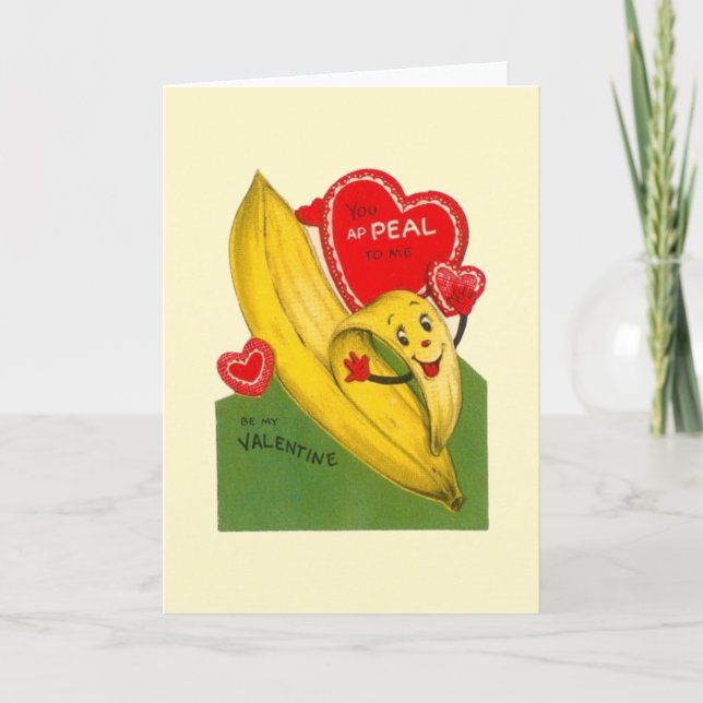 Vintage Bananevalentine-Gruß-Karte Feiertagskarte (Vorderseite)