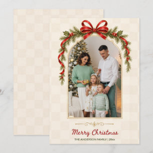 Vintage-Band-Arch-Familienfoto Frohe Weihnachten