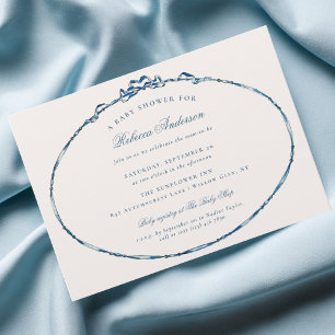 Vintage-Band Blau Elegante Babyparty für Jungen Einladung