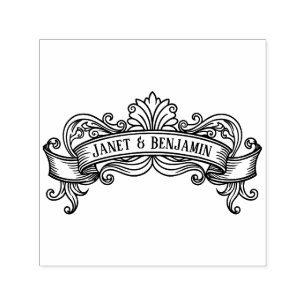 Vintage-Bandbanner-Namen-Paar-Hochzeit #8 Permastempel