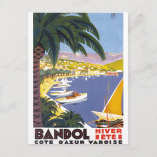 Vintage Bandol Côte d'Azur Französisch Frankreich Postkarte