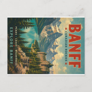 Vintage Banff Kanadische Rocky Mountains Reiseplak Feiertagspostkarte