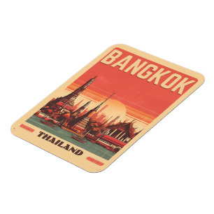 Vintage-Bangkok-Stadt-Skyline-Thailand-Reisegesche Magnet