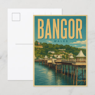 Vintage Bangor, Nordwales Geschenke und Souvenirs Postkarte