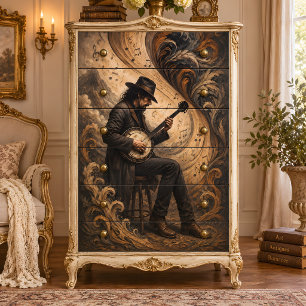 Vintage Banjo-Musik Kunst-Decoupage Seidenpapier