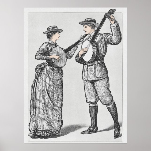 Vintage Banjo-Spieler Poster (Vorne)