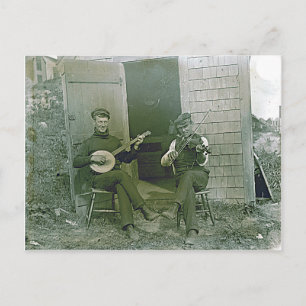 Vintage Banjo- und Fiddle-Spieler in Nantucket Postkarte