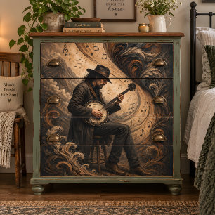 Vintage-Banjospieler-Folk-Country-Musik-Kunst Seidenpapier