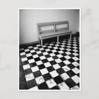 Vintage Bank auf Fliesen schwarz/weiß Postkarte