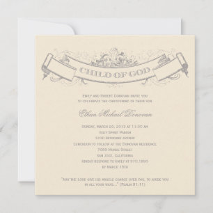Vintage Banner Baptism/Christening Invitation Einladung