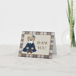 Vintage-Bär-Mädchen-Baby-Party Dankeskarte