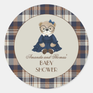Vintage-Bär-Mädchen-Baby-Party Runder Aufkleber