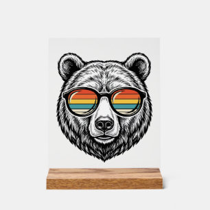 Vintage-Bär-Sonnenbrille Vektorgrafikdesign_1 Acrylschild