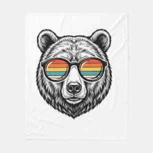 Vintage-Bär-Sonnenbrille Vektorgrafikdesign_1 Fleecedecke