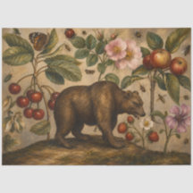 Vintage-Bär und botanische Ölmalerei aus Obstgärte