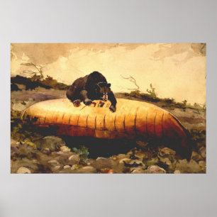Vintage Bär und Kanu Winslow Homer 1895 Poster