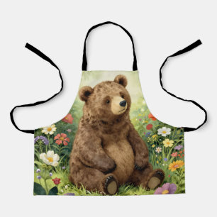 Vintage-Bär und Schmetterlinge in einem Garten Schürze