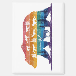 Vintage-Bär-Wildnis – Retro-Waldsilhouette Magnet