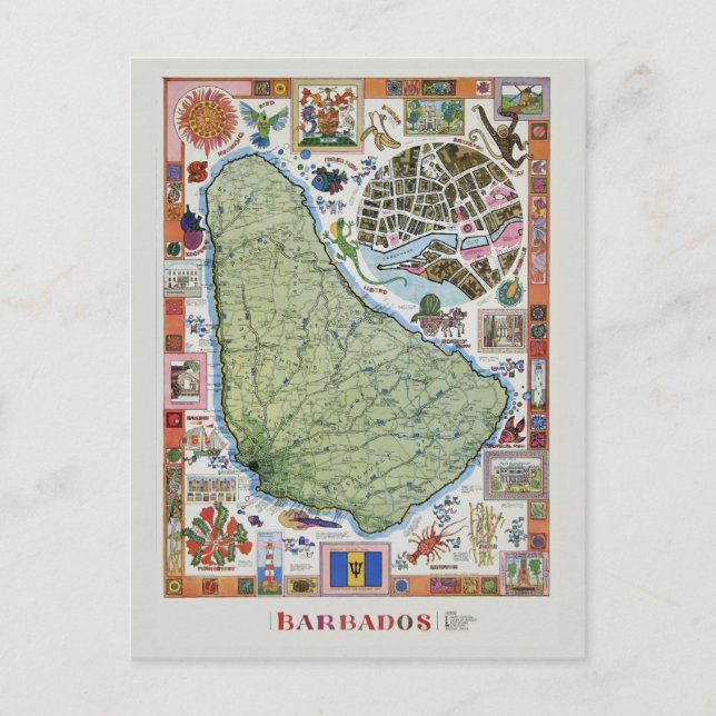 Vintage Barbado-Reisepläne Postkarte (Vorderseite)