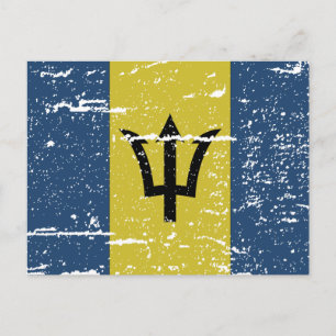 Vintage Barbados-Flagge Postkarte