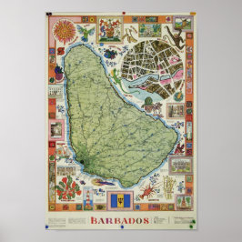 Vintage Barbados-Karte Poster