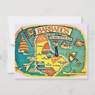 Vintage-Barbados-Karte Postkarte