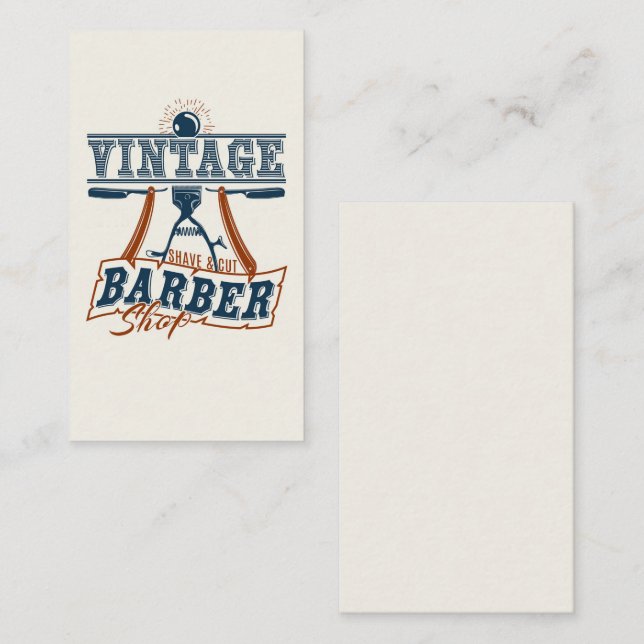Vintage Barbershop Business Card Visitenkarte (Vorne/Hinten)