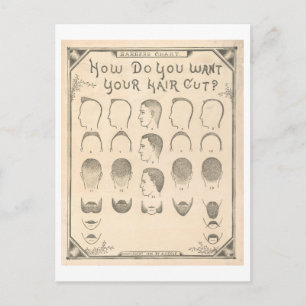 Vintage-Barbier-Chart-Pstkarte Postkarte