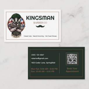 Vintage-Barbier Personalisierter Friseursalon-QR Visitenkarte