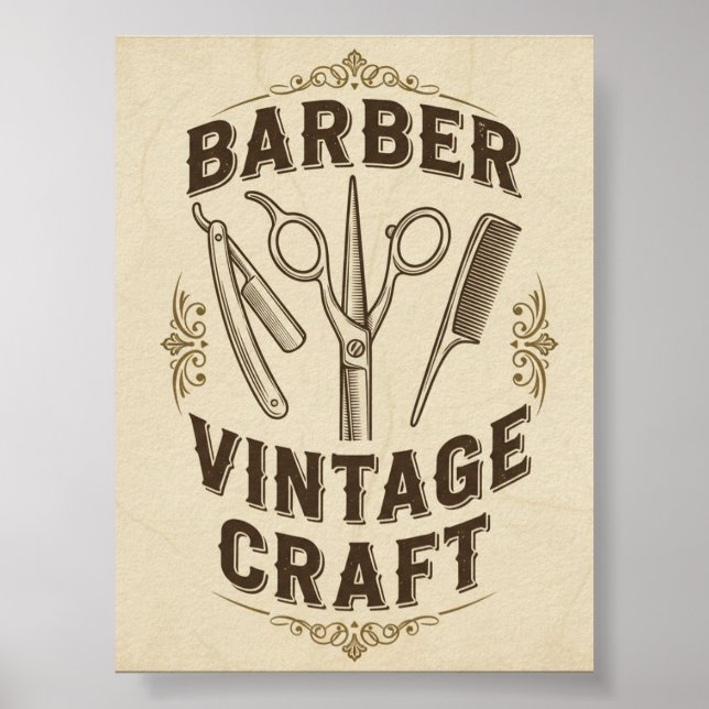 Vintage-Barbier-Shop-Plakat Poster (Vorne)