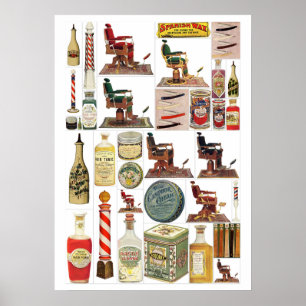 Vintage-Barbierprodukte Poster