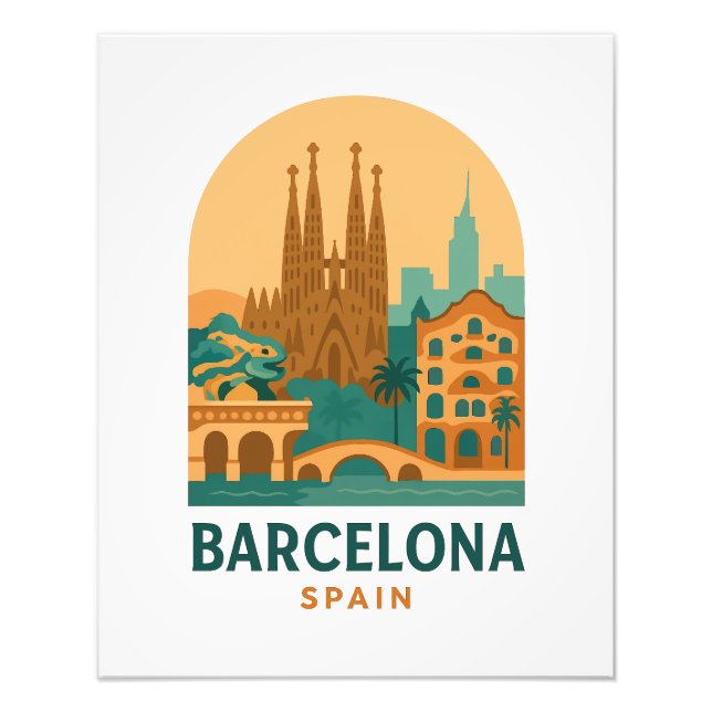 Vintage Barcelona Spain Travel Sagrada Familia  Fotodruck (Vorne)
