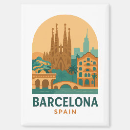 Vintage Barcelona Spain Travel Sagrada Familia Magnet