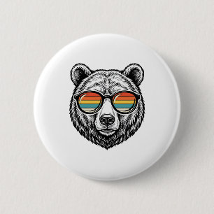 Vintage-Bären-Sonnenbrille Vektorgrafikdesign_1 Button