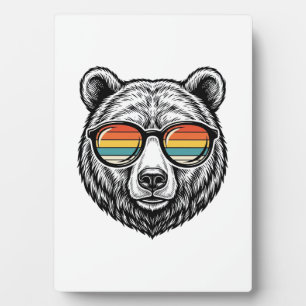 Vintage-Bären-Sonnenbrille Vektorgrafikdesign_1 Fotoplatte