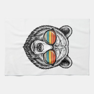 Vintage-Bären-Sonnenbrille Vektorgrafikdesign_1 Geschirrtuch