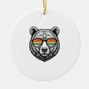 Vintage-Bären-Sonnenbrille Vektorgrafikdesign_1 Keramik Ornament