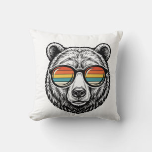 Vintage-Bären-Sonnenbrille Vektorgrafikdesign_1 Kissen