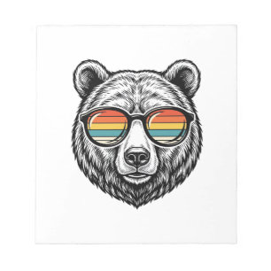 Vintage-Bären-Sonnenbrille Vektorgrafikdesign_1 Notizblock