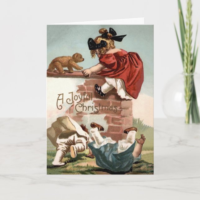 Vintage Bärenattacke Weihnachtskarte Feiertagskarte (Vorderseite)