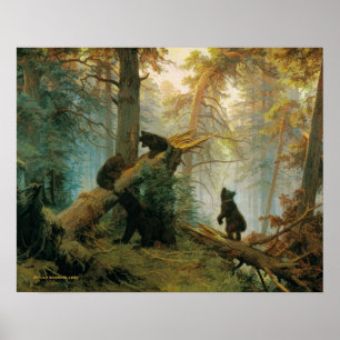 Vintage Bärenfamilie im Wald Poster