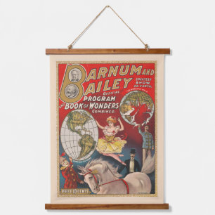 Vintage-Barnum-und-Bailey-Programmcover Wandteppich Mit Holzrahmen