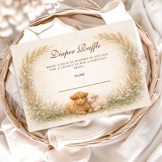 Vintage Barnyard Wildblumen Windeltombola Begleitkarte (Von Creator hochgeladen)