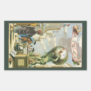 Vintage Barock-Ära-Atlas-Frontispiz Weltglobus Rechteckiger Aufkleber