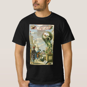 Vintage Barock-Ära-Atlas-Frontispiz Weltglobus T-Shirt