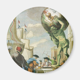 Vintage Barock-Ära-Atlas-Frontispiz-Weltkugel Magnet