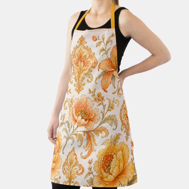 Vintage Barock Blumenmuster – Warm Orange /Gold Schürze (InSitu)