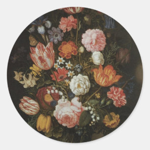 Vintage Barock, Blumenstück von Bosschaert, dem Äl Runder Aufkleber