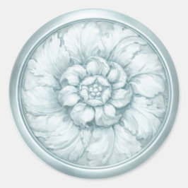 Vintage Barock geprägter Look Blau Runder Aufkleber