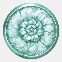 Vintage Barock geprägter Look Blau Runder Aufkleber